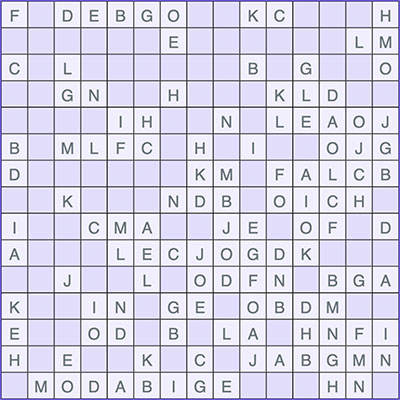 15x15 Latin Square Puzzle